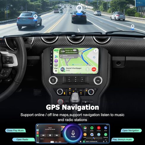 [2G+64G] راديو سيارة لسيارة Ford Mustang 2015-2020 (يتكيف مع 3 أزرار فقط)، ستيريو شاشة لمس Android Volxcereo 9 بوصة مع Carplay/Android Auto، GPS، WiFi، Bluetooth، SWC، EQ، FM/RDS in Kuwait