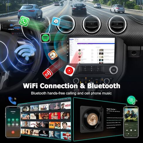 [2G+64G] راديو سيارة لسيارة Ford Mustang 2015-2020 (يتكيف مع 3 أزرار فقط)، ستيريو شاشة لمس Android Volxcereo 9 بوصة مع Carplay/Android Auto، GPS، WiFi، Bluetooth، SWC، EQ، FM/RDS in Kuwait
