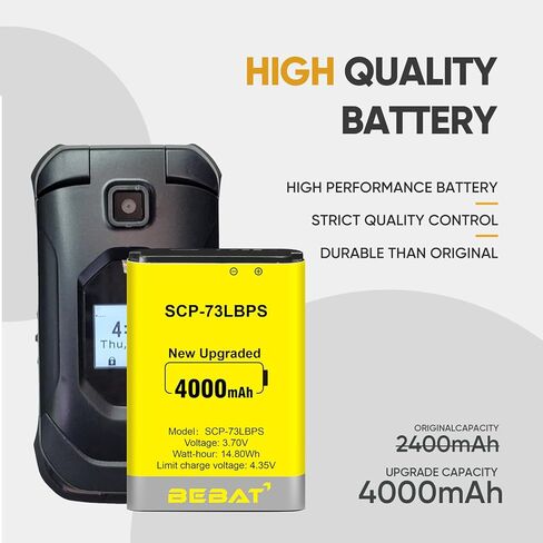 SCP-73LBPS Battery,4000mAh High Capacity New 0 Cycle Li-ion Battery Replacement for Kyocera DuraXV Extreme E4810 Verizon Flip Phone in Kuwait