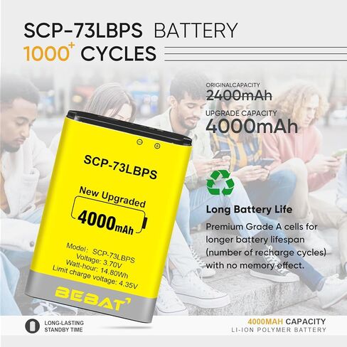 SCP-73LBPS Battery,4000mAh High Capacity New 0 Cycle Li-ion Battery Replacement for Kyocera DuraXV Extreme E4810 Verizon Flip Phone in Kuwait