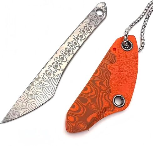 Damascus fixed blade knife with sheath, neck hanging rope, camping fixed blade small EDC knife for hiking in Saudi Arabia