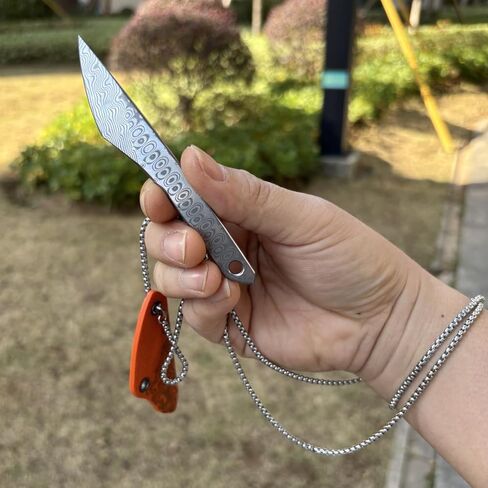 Damascus fixed blade knife with sheath, neck hanging rope, camping fixed blade small EDC knife for hiking in Saudi Arabia