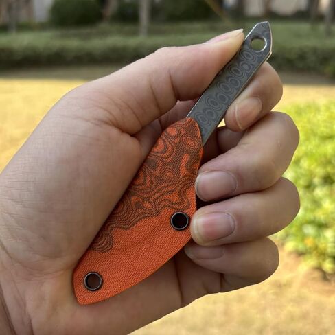 Damascus fixed blade knife with sheath, neck hanging rope, camping fixed blade small EDC knife for hiking in Saudi Arabia