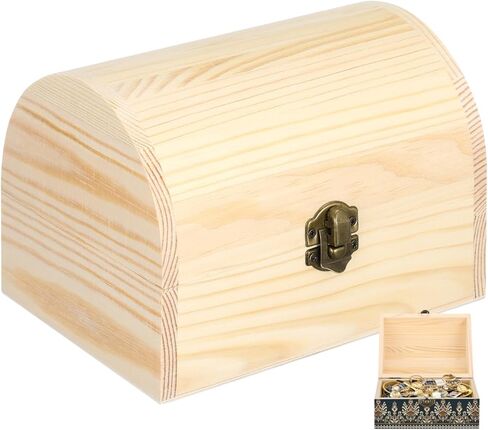 مربع الخشب مربع مربع DIY Craft Storage Treasure Chest Tuy Case Graffiti Paint Pain الخاص بك مع قفل قفل لعشاق DIY وتخزين المنزل in Kuwait