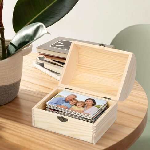 مربع الخشب مربع مربع DIY Craft Storage Treasure Chest Tuy Case Graffiti Paint Pain الخاص بك مع قفل قفل لعشاق DIY وتخزين المنزل in Kuwait