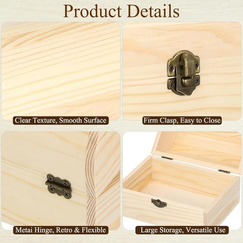 مربع الخشب مربع مربع DIY Craft Storage Treasure Chest Tuy Case Graffiti Paint Pain الخاص بك مع قفل قفل لعشاق DIY وتخزين المنزل in Kuwait