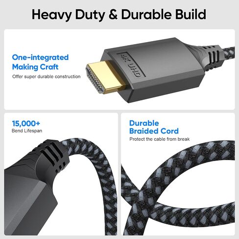 Mini DisplayPort to HDMI Cable 6ft, 4K Thunderbolt 1/2 (Mini DP) to HDMI Braided Cord for MacBook Air/Pro Surface Pro/Dock with mDisplay Port, 4K@30Hz TV 1080P Monitor Projector with HDMI in Saudi Arabia
