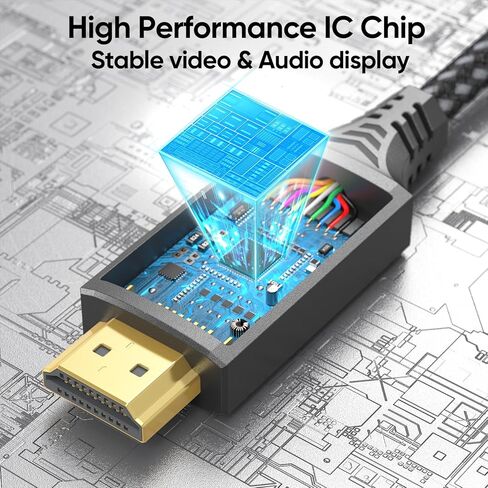Mini DisplayPort to HDMI Cable 6ft, 4K Thunderbolt 1/2 (Mini DP) to HDMI Braided Cord for MacBook Air/Pro Surface Pro/Dock with mDisplay Port, 4K@30Hz TV 1080P Monitor Projector with HDMI in Saudi Arabia