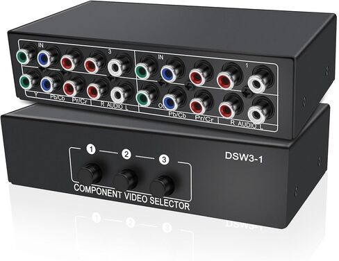 XMSJSIY Component AV Video Switch 3 in 1 Out Composite 5 RCA YPbPr RGB Selector Switcher AV Splitter Converter Box 3-Way Hub 1080P for Xbox 360 Wii PS2 PS3 DVD VCD EVD HDVD in Saudi Arabia