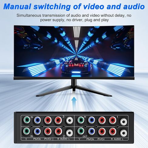 XMSJSIY Component AV Video Switch 3 in 1 Out Composite 5 RCA YPbPr RGB Selector Switcher AV Splitter Converter Box 3-Way Hub 1080P for Xbox 360 Wii PS2 PS3 DVD VCD EVD HDVD in Saudi Arabia