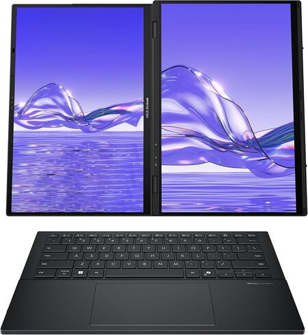 ASUS Zenbook Duo Dual Laptop, Intel Ultra 9-285H, 32 GB LPDDR5X RAM, 1 TB PCIe SSD, 14'' 3K (2880x1800) OLED Touchscreen, Intel Arc Graphics, Backlit Keyboard, W11 Home, Inkwell Gray in Saudi Arabia