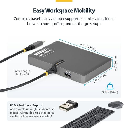 قاعدة محطة عمل StarTech USB-C إلى Quad HDMI 4K60، ممر PD 140 وات، USB للوحة المفاتيح والماوس، Windows، Mac M1-M5، USB4، أجهزة الكمبيوتر المحمولة Thunderbolt، DisplayLink DL7400، TAA (Quad-USB-HDMI-Adapt) in Saudi Arabia
