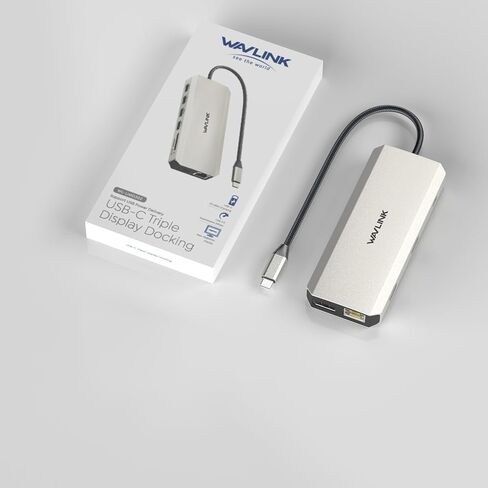 محطة إرساء الكمبيوتر المحمول WAVLINK USB C بشاشة مزدوجة لأجهزة Dell/Lenovo/HP/XPS، ومحول USB-C متعدد المنافذ مع 2 HDMI، ومنفذ DisplayPort، ومحور إيثرنت، وتوصيل طاقة 85 وات، وقارئ بطاقة SD، وصوت in Saudi Arabia