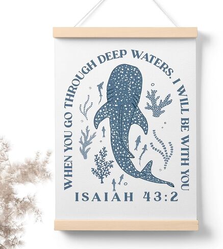 PaJiaNi Whale Shark Christian الحضانة جدار الفن ديكور لغرفة الأولاد، المحيط الحوت الكتاب المقدس جدار الفن، ملصق الديكور المسيحي لحضانة غرفة الأطفال الفصول الدراسية، 12x16 بوصة in Saudi Arabia