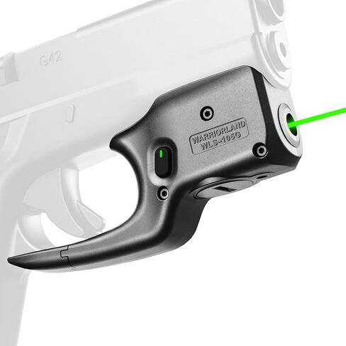 WARRIORLAND Green Laser Sight مصمم خصيصًا يناسب Glock 42/43 / 43X / 48، ولا يناسب Glock 43X Mos، مضغوط للغاية وخفيف الوزن، مشغل ليزر مع مفتاح تشغيل/إيقاف يمكن استخدامه بكلتا اليدين ومؤشر الطاقة، WLS-105G in Kuwait