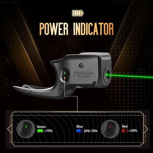 WARRIORLAND Green Laser Sight مصمم خصيصًا يناسب Glock 42/43 / 43X / 48، ولا يناسب Glock 43X Mos، مضغوط للغاية وخفيف الوزن، مشغل ليزر مع مفتاح تشغيل/إيقاف يمكن استخدامه بكلتا اليدين ومؤشر الطاقة، WLS-105G in Kuwait