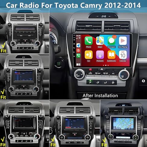 راديو السيارة لتويوتا كامري 2012-2014: استبدال ستيريو 8-Core 4GB+64GB Android 15 مع CarPlay اللاسلكي Android Auto - وحدة رأس تعمل باللمس مقاس 10.2 بوصة مع GPS Bluetooth WiFi in Kuwait
