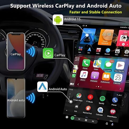 راديو السيارة لتويوتا كامري 2012-2014: استبدال ستيريو 8-Core 4GB+64GB Android 15 مع CarPlay اللاسلكي Android Auto - وحدة رأس تعمل باللمس مقاس 10.2 بوصة مع GPS Bluetooth WiFi in Kuwait