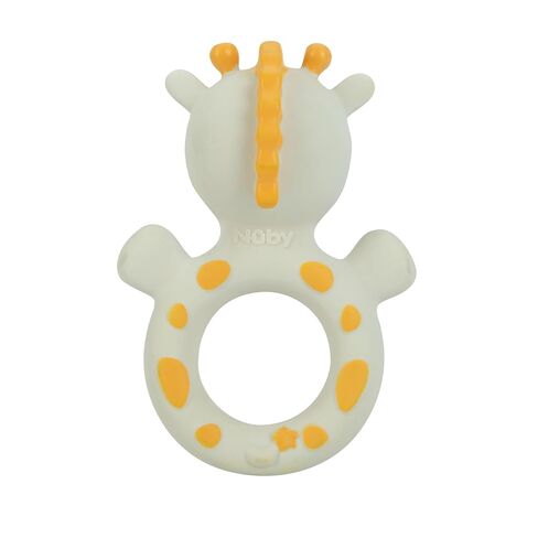 Nuby Giraffe Teether for Infants - 100% Natural Rubber Baby Teething Toy - Easy-Grip and Multi-Textured Surfaces - 3+ Months in Saudi Arabia