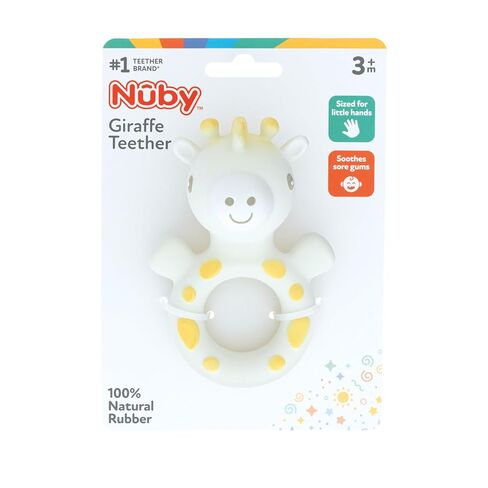 Nuby Giraffe Teether for Infants - 100% Natural Rubber Baby Teething Toy - Easy-Grip and Multi-Textured Surfaces - 3+ Months in Saudi Arabia