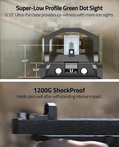 CVLIFE WolfCloak X04 Motion Awake Green Dot Sight for RMR Cut Footprint, 3 MOA Green Dot Open Reflex Sight, 24mm Lens Optics Scope for Full-Sized Pistols, Adapter for Glock MOS & 21mm Picatinny Base in Saudi Arabia