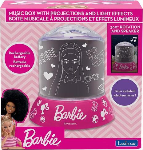 LEXiBOOK, Mattel Barbie, Night Light with Projection and Sound Effects Barbie, Pink, NLJ035BB in Saudi Arabia