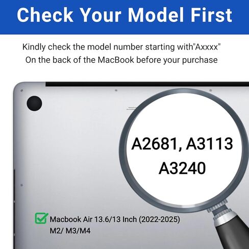 قطعتان من واقي شاشة مضاد للضوء الأزرق لجهاز MacBook Air 13.6/13 بوصة (2022-2025، M2، M3، M4 Chips) A3240 A3113 A2681، واقي شاشة كمبيوتر محمول Mac 13.6 بوصة، حجب الضوء الأزرق وحماية العين ضد التوهج in Kuwait