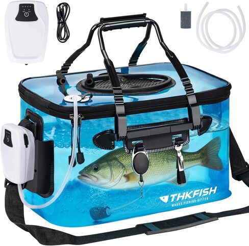 THKFISH Foldable Transparent Fishing Bucket, 6 Gallon Foldable Bait Bucket, Live Fish Container Multi-Functional Bait Bucket, Live Bait Fishing Bucket for Saltwater, Camping in Saudi Arabia