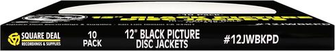 (100-Pack) 12-Inch Picture Disc Vinyl Record Jackets - Black Paperboard Sleeves with Large 10.25 Inch Center Hole - Heavyweight Display Covers for Picture Disc LPs in Saudi Arabia