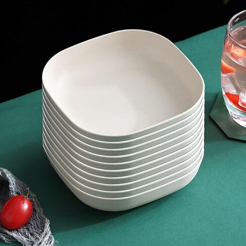 Set of 10 Square Stackable Dinner Plates Premium Durable and Tableware for Home Kitchen Use in Saudi Arabia