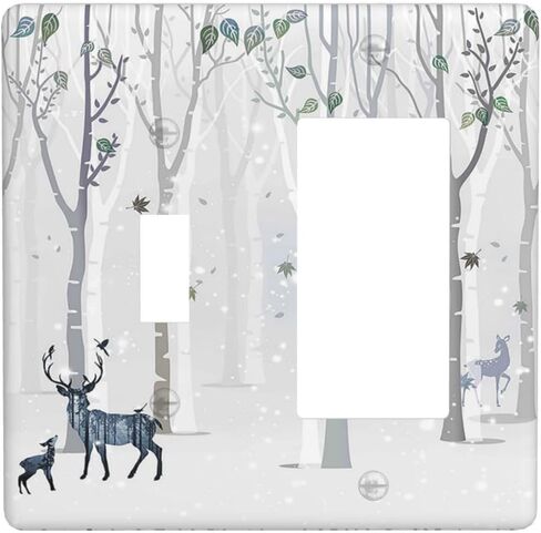 Outlet Covers Snowy Woodland Scene Forest Deer 1 Toggle 1 Rocker Combo Light Switch Cover Plate Decorative Switch Plate Covers Electrical Switch Plates For Home Nursery Decor in Saudi Arabia