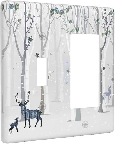 Outlet Covers Snowy Woodland Scene Forest Deer 1 Toggle 1 Rocker Combo Light Switch Cover Plate Decorative Switch Plate Covers Electrical Switch Plates For Home Nursery Decor in Saudi Arabia