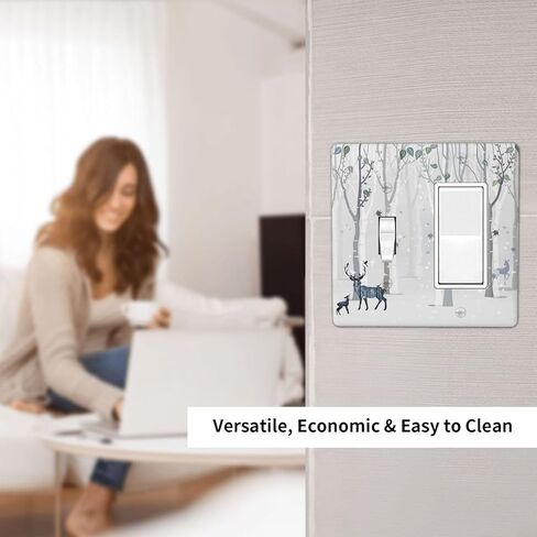 Outlet Covers Snowy Woodland Scene Forest Deer 1 Toggle 1 Rocker Combo Light Switch Cover Plate Decorative Switch Plate Covers Electrical Switch Plates For Home Nursery Decor in Saudi Arabia