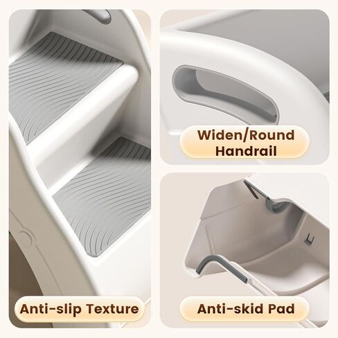 Toddler Step Stool for Bathroom Sink – Foldable Toddler Step Stool for Toilet Sink, 100lbs Load Bearing Kids Stool for Bathroom with Non-Slip Design - Potty Training Stool for Ages 2+ (Grey) in Saudi Arabia
