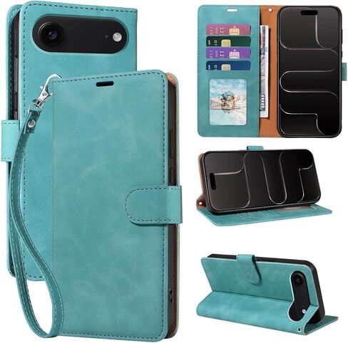 RFID Blocking for iPhone 17 Wallet Case, 4 Card Slots Holder, Wrist Strap, Soft PU Leather, Shockproof Protective, Phone Stand, Flip Cases, Magnetic Closure, Folio Cover (Green) in Saudi Arabia