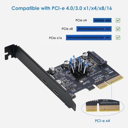 PCIe to USB C Video Expansion Card [10Gbps] + PCIe to 2xUSB C Data Expansion Card [10Gbps] in Saudi Arabia