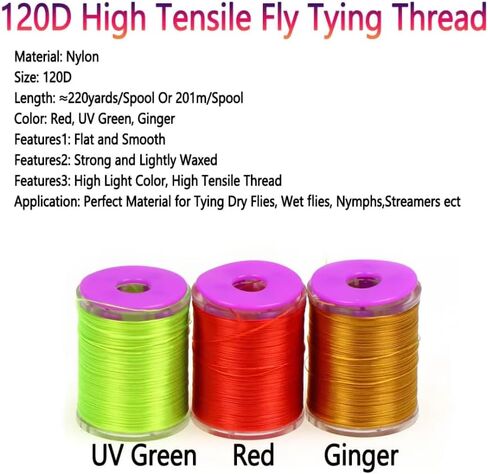 3 pcs 220 Yards 120D High Tensile Nylon Fly Tying Thread Smooth Lightly Waxed Nymph Dry Wet Fishing Lures Fly Tying Material in Saudi Arabia