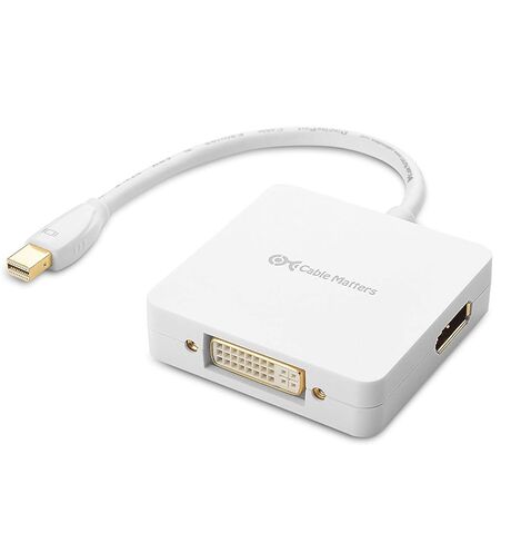 Cable Matters Mini DisplayPort to HDMI Adapter with DisplayPort and DVI 3-in-1 Adapter in White Thunderbolt and Thunderbolt 2 Port Compatible Supporting 4K Resolution via HDMI andDisplayPort in Saudi Arabia