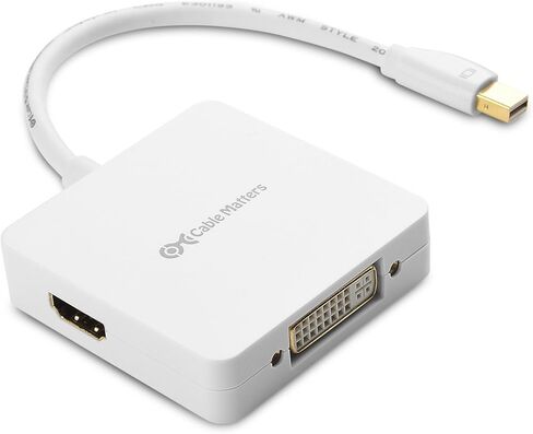 Cable Matters Mini DisplayPort to HDMI Adapter with DisplayPort and DVI 3-in-1 Adapter in White Thunderbolt and Thunderbolt 2 Port Compatible Supporting 4K Resolution via HDMI andDisplayPort in Saudi Arabia