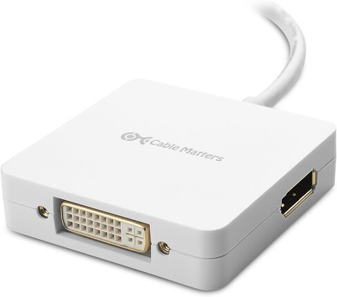 Cable Matters Mini DisplayPort to HDMI Adapter with DisplayPort and DVI 3-in-1 Adapter in White Thunderbolt and Thunderbolt 2 Port Compatible Supporting 4K Resolution via HDMI andDisplayPort in Saudi Arabia