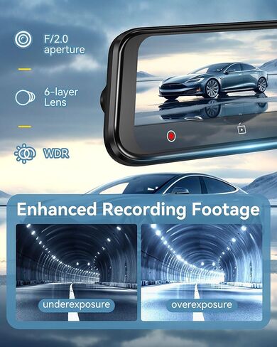 كاميرا مرآة الرؤية الخلفية بدقة 4K مع CarPlay&Andorid Auto، وكاميرا أمامية وخلفية مرآة ذكية مقاس 12 بوصة للسيارة مع التحكم الصوتي وشاشة تعمل باللمس، ومساعدة عكسية/تسجيل حلقي/مستشعر G/بطاقة 64 جيجابايت متضمنة in Kuwait