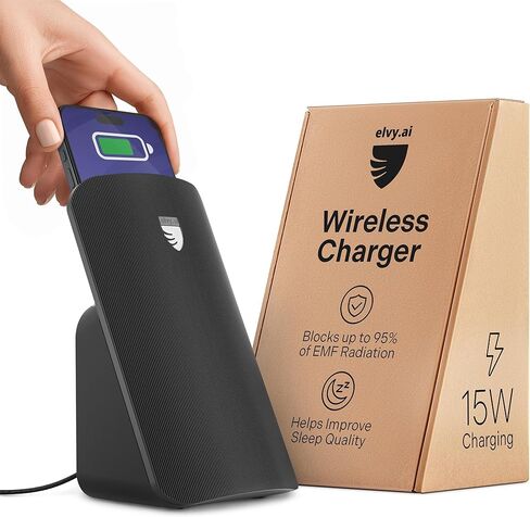 Elvy Fast Qi Wireless Charger for Cell Phones - Designed with EMF Management Technology for Enhanced Charging, Advanced Environmental Shielding, Lab Tested by Ordos Tech, 2023 (Snow White) in Saudi Arabia
