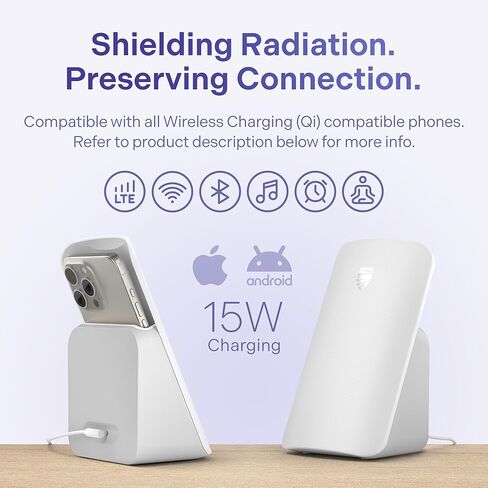 Elvy Fast Qi Wireless Charger for Cell Phones - Designed with EMF Management Technology for Enhanced Charging, Advanced Environmental Shielding, Lab Tested by Ordos Tech, 2023 (Snow White) in Saudi Arabia