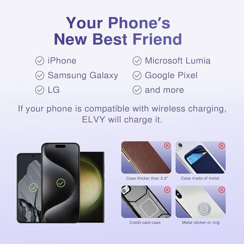 Elvy Fast Qi Wireless Charger for Cell Phones - Designed with EMF Management Technology for Enhanced Charging, Advanced Environmental Shielding, Lab Tested by Ordos Tech, 2023 (Snow White) in Saudi Arabia
