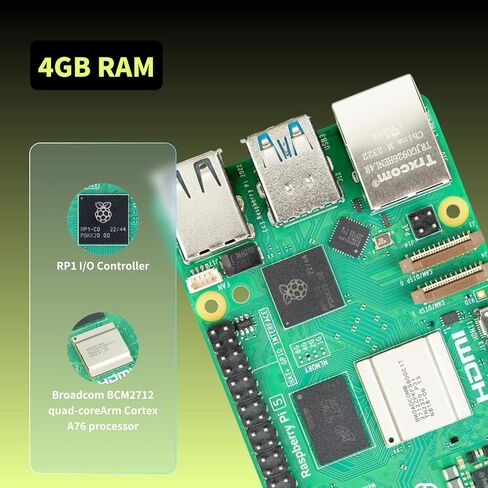 مجموعة iRasptek Basic Starter Kit لـ Raspberry Pi 5 4GB RAM - تتضمن لوحة 4GB، ومصدر طاقة 27W PD، وحافظة معدنية Pi5 ومبرد نشط in Kuwait