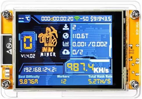 عامل منجم محظوظ للكمبيوتر Nerd Bitcoin Solo Lottery NMMiner Hashrate 987KH/s 2.8 بوصة شاشة ذكية تشفير ESP32 in Kuwait