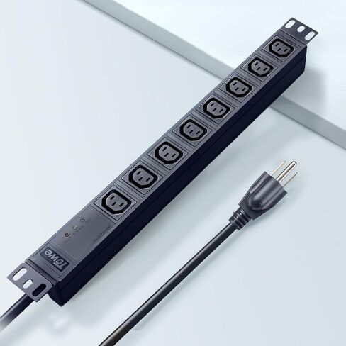 قطاع الطاقة، IEC C13 معدني 8 منافذ قابلة للتركيب، قطاع طاقة شديد التحمل مع قابس أمريكي 10 أقدام، 10 أمبير 2500 واط حامل خادم أفقي قابل للتركيب PDU/توزيع الطاقة في مركز البيانات in Saudi Arabia