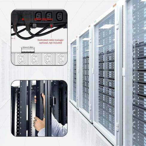 قطاع الطاقة، IEC C13 معدني 8 منافذ قابلة للتركيب، قطاع طاقة شديد التحمل مع قابس أمريكي 10 أقدام، 10 أمبير 2500 واط حامل خادم أفقي قابل للتركيب PDU/توزيع الطاقة في مركز البيانات in Saudi Arabia