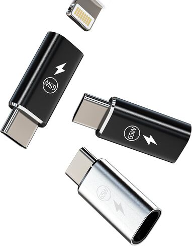 محول شحن سريع 65 وات من Lightning إلى USB C (3 عبوات) موصل كابل سلك الشاحن من النوع C لهاتف Apple لهاتف iPhone15 Pro Max Plus لجهاز iPad Air Mini متوافق مع Samsung Galaxy S23 S22 S21 Note10 in Saudi Arabia