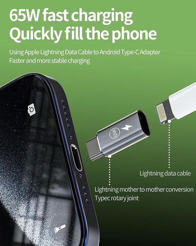 محول شحن سريع 65 وات من Lightning إلى USB C (3 عبوات) موصل كابل سلك الشاحن من النوع C لهاتف Apple لهاتف iPhone15 Pro Max Plus لجهاز iPad Air Mini متوافق مع Samsung Galaxy S23 S22 S21 Note10 in Saudi Arabia